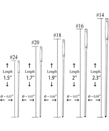 Tapestry Needles Set - 25 Pcs, Sizes 14, 16, 18, 20, 24 - Large Eye Blunt Needles for Cross Stitch & More - Buy Online on GoSupps.com