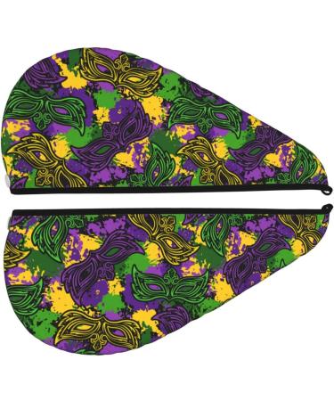 Buy Hair Towel Wrap Quick Drying Turban with Button | Perfect for Easy Hair Care (Mardi Gras7 - Buy Online on GoSupps.com