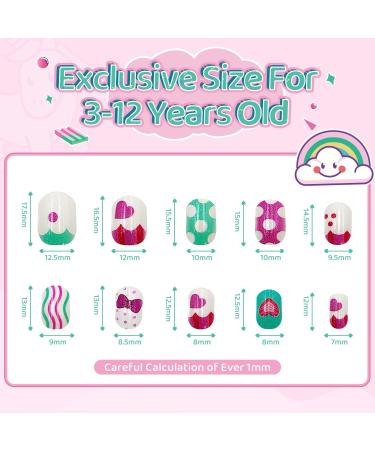 144Pcs Kids Press on Nails - Children Girls Short Artificial Fake Nails - No Fading Full Cover Acrylic Nails - Fruit Design - Quick & Easy Stick On - Cute Gift for Kids Nail Decoration - Buy Online on GoSupps.com