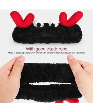 Beaupretty Women Spa Headband Set - Cute Cartoon Crab Design - Coral Fleece Headwrap in Black Red - Perfect for Makeup and Face Washing - Buy Online on GoSupps.com