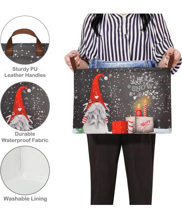 Christmas Gnome Snowflake Storage Bin Basket | Collapsible Waterproof Canvas Box with Leather Handles | Perfect for Toys, Clothes, Nursery Room | Gift Basket - 01Xmas Gnome - Buy Online on GoSupps.com