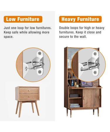 JIUDONE Furniture Tilt Control Set | 12 Metal Wall Anchors for Child & Pet Safety | Anti-Tip Protection Belts for Baby-Proofing - Buy Online on GoSupps.com