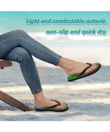 Mnsruu Peacock Feather Green Flip Flops | Stylish Sandals for Home Spa & Travel | XS for Men & Women - International Shipping Available - Buy Online on GoSupps.com