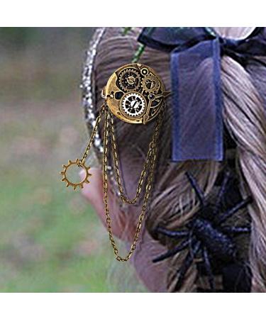 Vintage Hair Clips - Punk Gear Resin Brooch | Lightweight Chic Hair Barrette Decorative Hair Accessories for Long & Short Hair - Buy Online on GoSupps.com