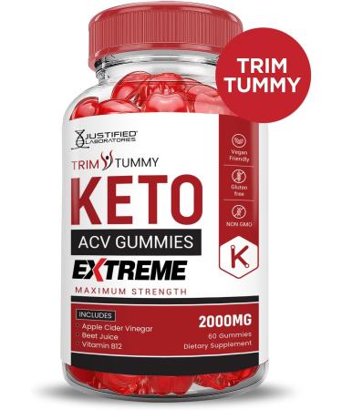 Trim Tummy Keto ACV Gummies - 3 Pack of 2000MG Vegan Apple Cider Vinegar with Pomegranate & Beet Juice Non-GMO 180 Gummies for Weight Loss & Wellness - Buy Online on GoSupps.com