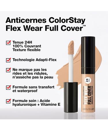 Revlon ColorStay Flex Wear Full Cover Anticernes haute couvrance infus d'acide hyaluronique et de vitamine E texture flexible et longue tenue 015 Light 10ml. N 015 Light - Buy Online on GoSupps.com