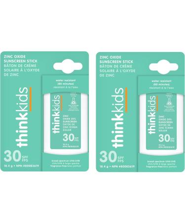 Thinksport Kids SPF 30 Mineral Sunscreen Stick 0.64 Oz Safe Natural Water Resistant Reef Safe Sunscreen for Children Broad Spectrum Sun Screen Travel Stick for Sun Protection Pack of 2 - Buy Online on GoSupps.com