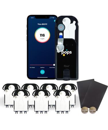 Pops Rebel Blood Glucose Monitor Kit - Compact Blood Sugar Test Kit Provides Results on Your Phone - Bluetooth Diabetes Testing Kit Wirelessly Connects to Required iOS or Android App - Glucometer Trial Kit Includes 24 Test