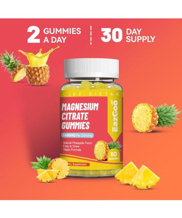1400MG Magnesium Citrate Gummies High Absorption Magnesium Gummies for Adults Extra Strength Magnesium Gummy Supplement for Healthy Relaxation Vegan Non-GMO 60 Gummies 60 Count (Pack of 1) - Buy Online on GoSupps.com
