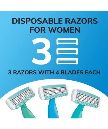 BIC Soleil Comfort 4-Blade Disposable Razors for Women - Sensitive Skin, Smooth & Close Shave - 3 Piece Set - Buy Online on GoSupps.com