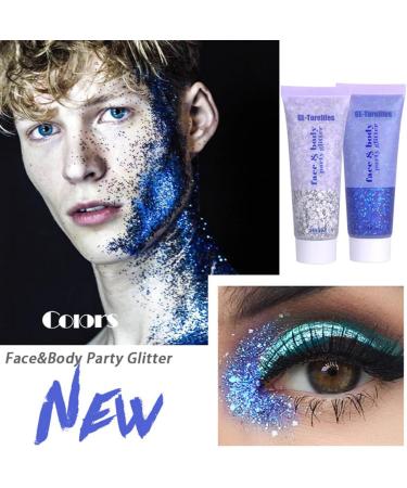 GL-Turelifes Chunky Glitter Gel 50ml - Blue Festival Cosmetic Glitter for Face, Hair, Nails, and Makeup - Long Lasting and Easy to Apply/Remove - Buy Online on GoSupps.com