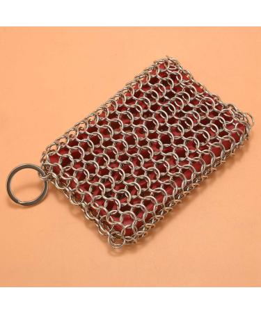 Dewedrt Cast Iron Skillet Cleaner 316 Stainless Steel Chainmail Cleaning Scrubber Silicone Scrubber for Kitchen Cookware - Buy Online on GoSupps.com