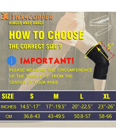 Thx4COPPER XL Hinged Knee Brace - Adjustable Open Patella with Straps & Stabilizers for Pain Relief & Support - Ideal for ACL LCL MCL Tears Arthritis Tendon Injuries - Buy Online on GoSupps.com