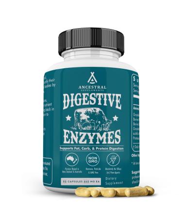 Ancestral Supplements Digestive Enzymes for Women & Men 90 Capsules with Probiotics and Grass Fed Beef Organs Supports Gut Health Digestive Health & Nutrient Absorption Allergen Free Non GMO Digestive Enzymes 180 Coun