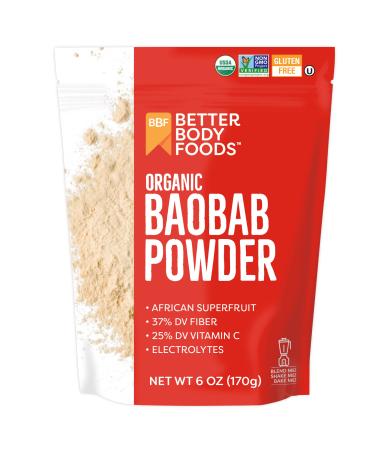 BetterBody Foods Organic Baobab Powder with Electrolytes, Iron, and Vitamin C (6 oz.)