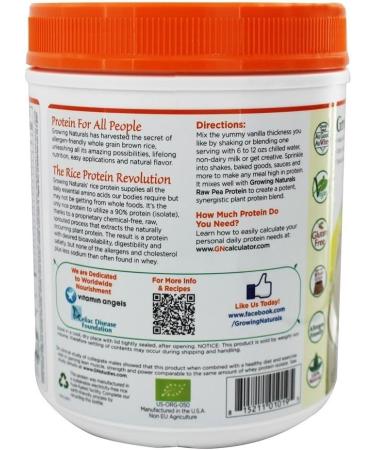 Organic Vanilla Rice Protein Powder by Growing Naturals - Buy Online on GoSupps.com