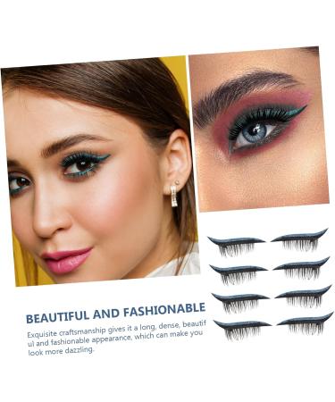 Mipcase 4 Pairs False Eyelashes Eye Makeup Sticker Stickers Glitter Eyeliner Eye Line Sticker Glitter Powder 4x1.5cm Blue - Buy Online on GoSupps.com