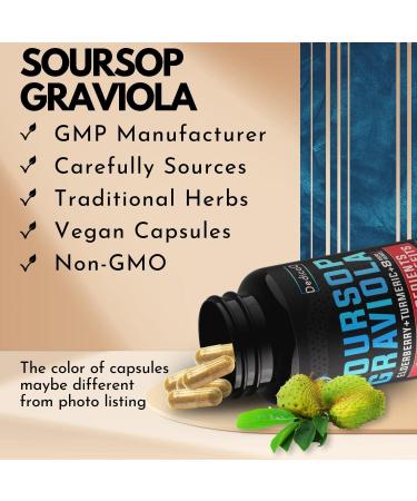 11in1 Graviola Soursop Leaves Capsules 9450mg - 5 Months Supply with Elderberry, Turmeric, Ginger & More - Mood, Immune & Body Health - 150 Vegan Capsules - Buy Online on GoSupps.com
