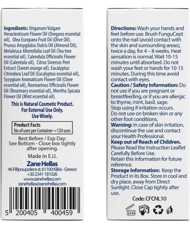 Zane Hellas FunguCept Nail Fungal nail solution Fungal nail solution for discolored thickened crumbled and fungal nails Visible results in 4 weeks 033oz 10ml - Buy Online on GoSupps.com