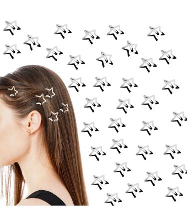 25 Pieces Star Hair Clips 2000s Y2K Accessories Silver Hair Barrettes Non-Slip Star Snap Hair Pins for Girls Women