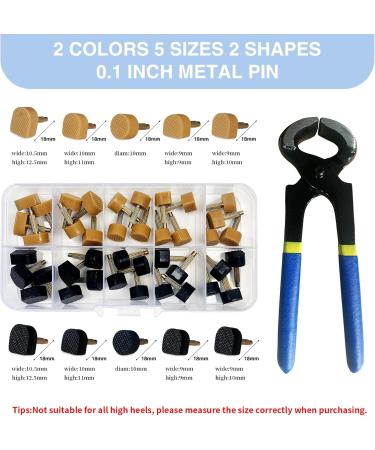 High Heel Replacement Tips | MHBH Shoe Heel Repair Kit - 20 Pairs 2 Colors & Pliers Fits Women's Shoes (Sizes 8-12.5mm - Buy Online on GoSupps.com