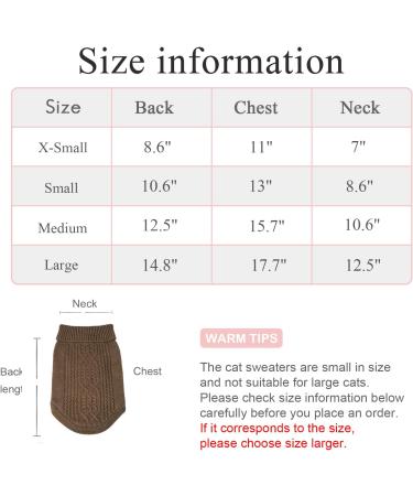 Jnancun Cat Sweater Turtleneck Knitted Sleeveless Outfit for Cats/Dogs in Cold Season - Large Brown - Buy Online on GoSupps.com