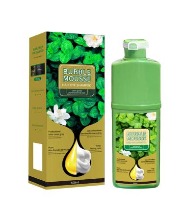 Rubu22a Bubble Mousse Hair Color Shampoo 500ml Intense Nourishing Colour with Shiny Reflective Balm Colour Casting Cream Gloss (Natural Black)