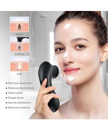 Electric Facial Cleansing Brush with 4 Brush Heads for Deep Exfoliating and Massaging - Rechargeable and Waterproof - For Women & Men - Black & Rose Gold - Buy Online on GoSupps.com