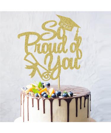 So Proud of you Cake Topper Gold Glitter 2024 Graduation Cake Pick for 2024 High School/College/Senior Graduation Party Glitter Decorations - Buy Online on GoSupps.com