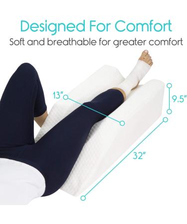 Xtra-Comfort Leg Elevation Pillow | Swelling & Recovery Support - Firm Wedge Rest for Knee, Ankle, Foot Injury - Pain Relief & Better Sleep - Improve Circulation | White - Buy Online on GoSupps.com