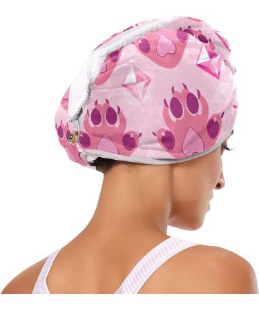 Cute Cat Paw Pink Hair Towel 2 Pack - Super Absorbent Quick Dry Hair Turbans for Women & Girls - Buy Online on GoSupps.com