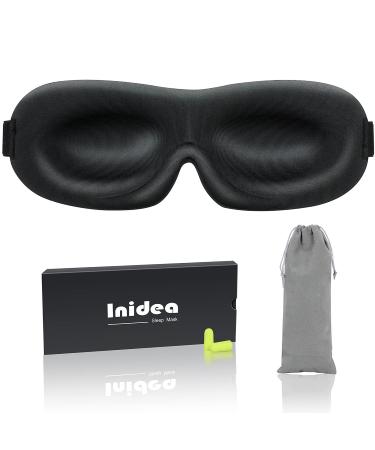 Inidea Sleep Eye Mask for Men Women Upgraded 3D Contoured Cup Sleeping Mask & Blindfold 100% Blackout Eye Mask for Sleeping With Adjustable Strap Comfortable & Soft Night Eye Cover for Travel Nap Yoga