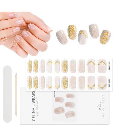 EBANKU Nail Gel Polish Strips 20 PCS Gel Nail Polish Stickers Wraps Adhesive Gel Nail Stickers with Nail File Stick and Sealing Strip (E Carmel) - Buy Online on GoSupps.com