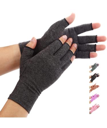 Duerer Arthritis Compression Gloves Women Men for RSI, Carpal Tunnel, Rheumatiod, Tendonitis, Fingerless Gloves for Computer Typing and Dailywork (Black, M) Medium (1 Pair) Black