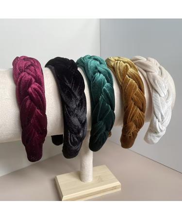 LEBENSWERT Velvet Braided Headband for Women - Vintage Wide Hairband in Wine Red | Traditional Fashion Accessories - Buy Online on GoSupps.com