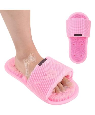 Petalum foot clothes shower silicone massage sandals with non -slip suction cups deep cleaning foot brush shower massage device for shower cornea peeling foot massage pink 1pcs pink OneSize