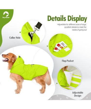 Buy Waterproof Cellar Dog Rain Coat with Hood - Reflective Breathable & Ultra-Light for Medium to Large Dogs - 5XL Green - Buy Online on GoSupps.com