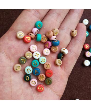 Amaney 1000pcs 4x7mm Round Colorful Acrylic Letter Beads with Gold Alphabet for Jewelry Making - Buy Online on GoSupps.com