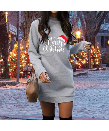 Women's Christmas Costume Cartoon Elk Sweatshirt Dress - Cute Mini Pullover Dress for Holiday Fashion - Buy Online on GoSupps.com