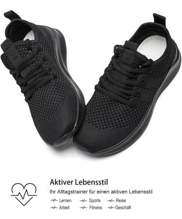Langfeuu Women's Sneakers - Lightweight Breathable Sports & Running Shoes - Outdoor Tennis & Walking Shoes - Slip-Resistant Black - Size 40 EU - Buy Online on GoSupps.com