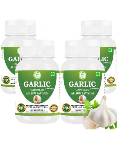 Morsan Healthcare Odorless Garlic Capsules 500 mg | Allium sativum | 240 Vegan Capsules | Herbal Supplement | Vegan Gluten-Free GMO-Free | Natural Herbal Supplement | Pack of 4 Bottle