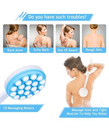 Upgrade Body Lotion Applicator with 19 Massaging Rollers and Long Handle - Shower Scrubber for Women and Men | Globalstore - Buy Online on GoSupps.com