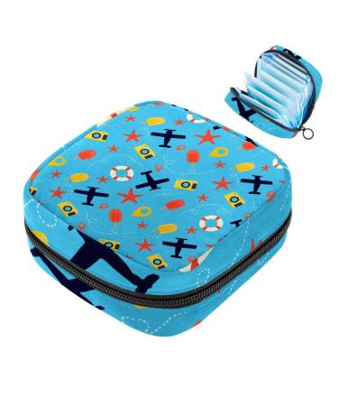 Travel ice cream on the stem aircraft Seestern camera blue women bands storage bag portable period pocket for women teen girls girls menstrual cup bags