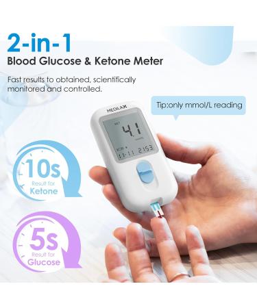 Medilax Dual Blood Sugar & Ketone Monitor Kit | Glucose & Ketone Test Meter with 10 Strips Lancets & Lancing Device - International Shipping Available - Buy Online on GoSupps.com