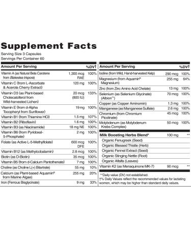 NATURELO Postnatal Multivitamin for Breastfeeding Women | Whole Food Supplement - 180 Caps - Buy Online on GoSupps.com