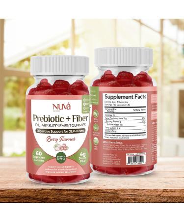 NuVa by Trulore Prebiotic + Fiber Gummies | GLP-1 User Nutritional Support | Sugar Free Fiber Gummies for Adults | Berry Flavor | Non-GMO Digestive Balance for Men & Women | 60 Gummies - 30 day Supply - Buy Online on GoSupps.com
