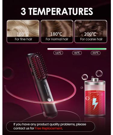 Porta Cordless Hair Straightener Brush - NOVUS Portable Mini Ionic Hot Comb for Women | Lightweight USB Rechargeable Travel-Friendly - Buy Online on GoSupps.com