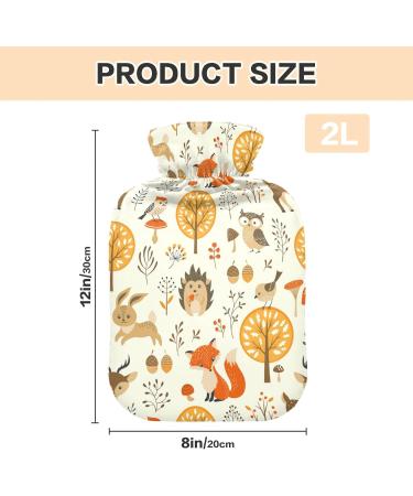 Zoo Hot Water Bottle - Cute Fox Rabbit Owl Design for Warm Winter Comfort | 2L for Bed Neck & Shoulders - Buy Online on GoSupps.com