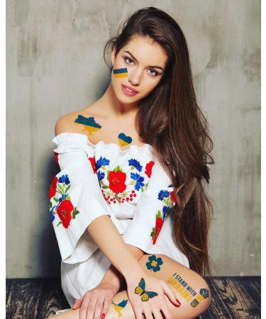 Ukraine Flag Temporary Tattoos Stickers - 8 Sheets Party Supplies for Women Kids Boys Girls - Fake Tattoos Rewards Gift - Buy Online on GoSupps.com