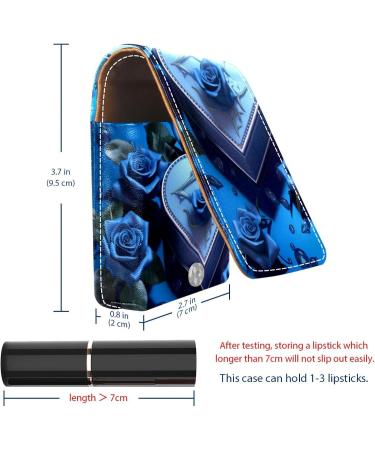 Travel Lipstick Organizer Case | Portable Makeup Bag with Mirror | Blue Rose Design - Perfect for International Shipping - Buy Online on GoSupps.com